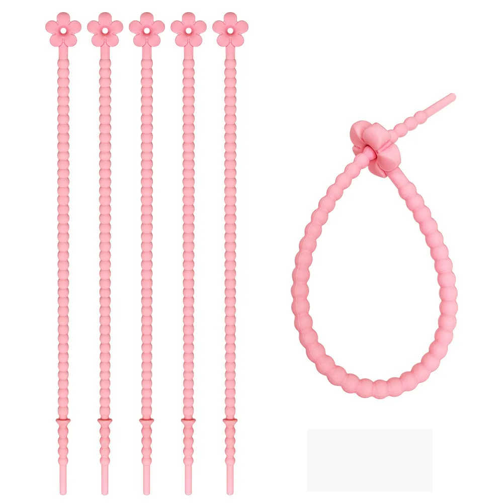 Силиконовый зажим для сумок карамельного цвета с маленьким цветком многоцелевой