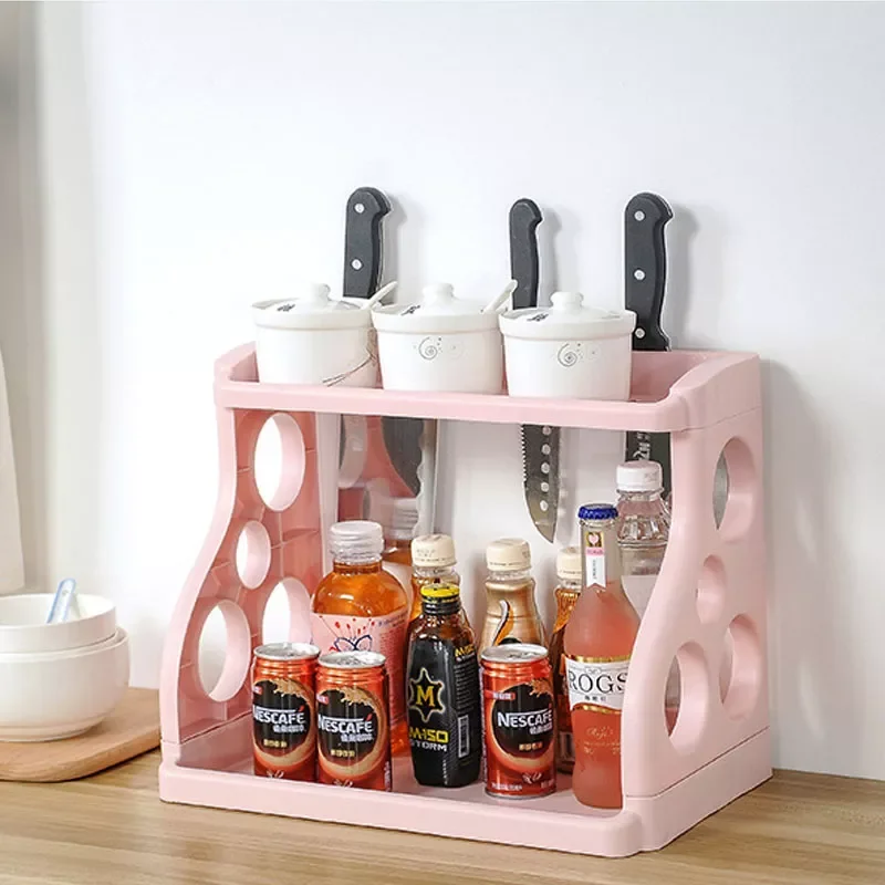 

Бытовой двухслойный стеллаж для хранения бутылок для специй, многофункциональный контейнер для хранения мусора, органайзер для кухонных п...