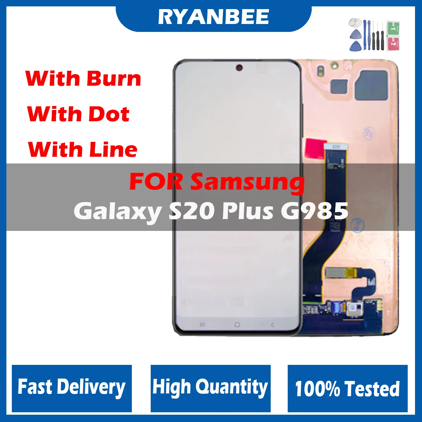 

ЖК-дисплей 6,7 'AMOLED для Samsung Galaxy S20 Plus, ЖК-дисплей G985 G985F G985F/DS, ЖК-дисплей с сенсорным стеклом, запчасти для ремонта экрана