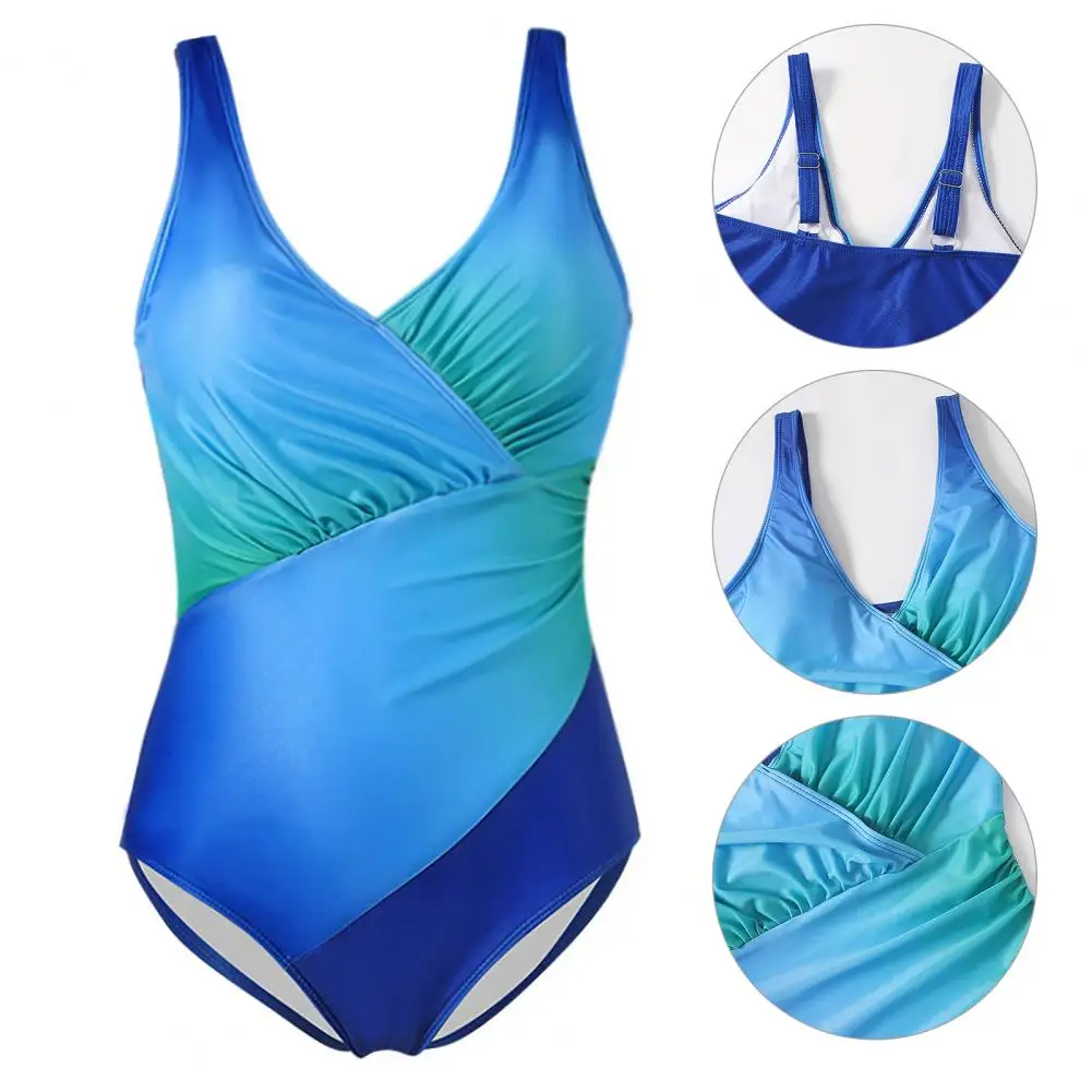 

Потрясающий купальник с градиентными цветными фотоэлементами, консервативный купальный костюм