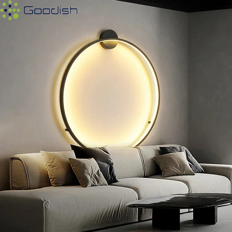 Фото Скандинавские настенные светодиодные светильники Nordic Luxury-lite Golden Ambiance Circle из железа, креативные светильники для гостиной, декоративные люстры для дома №5