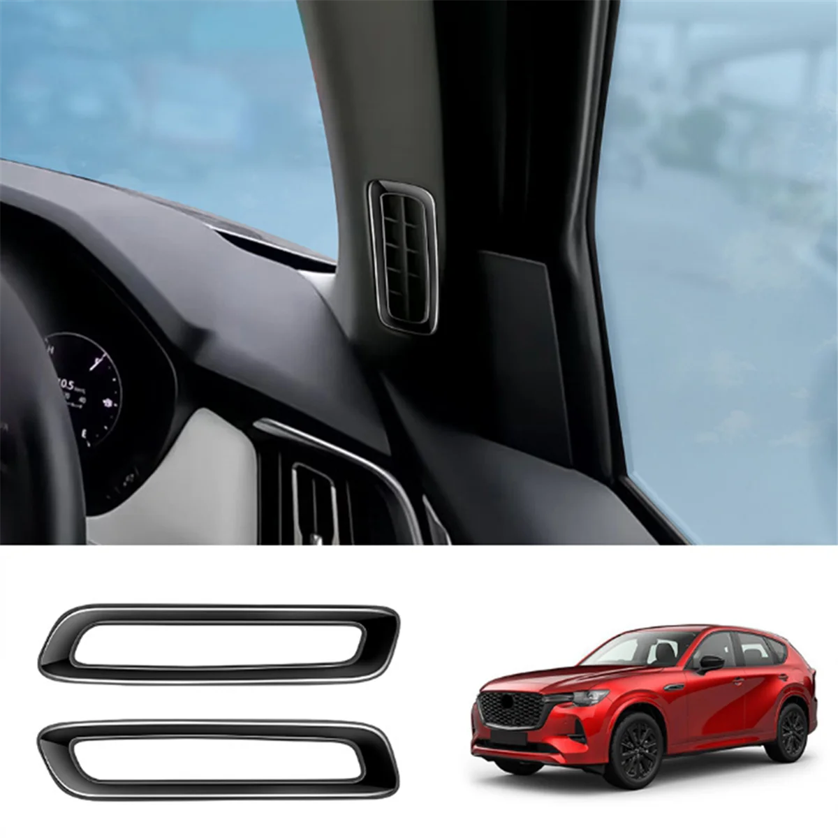 Для Mazda CX-60 2022 2023 RHD глянцевая черная Автомобильная стойка кондиционирования