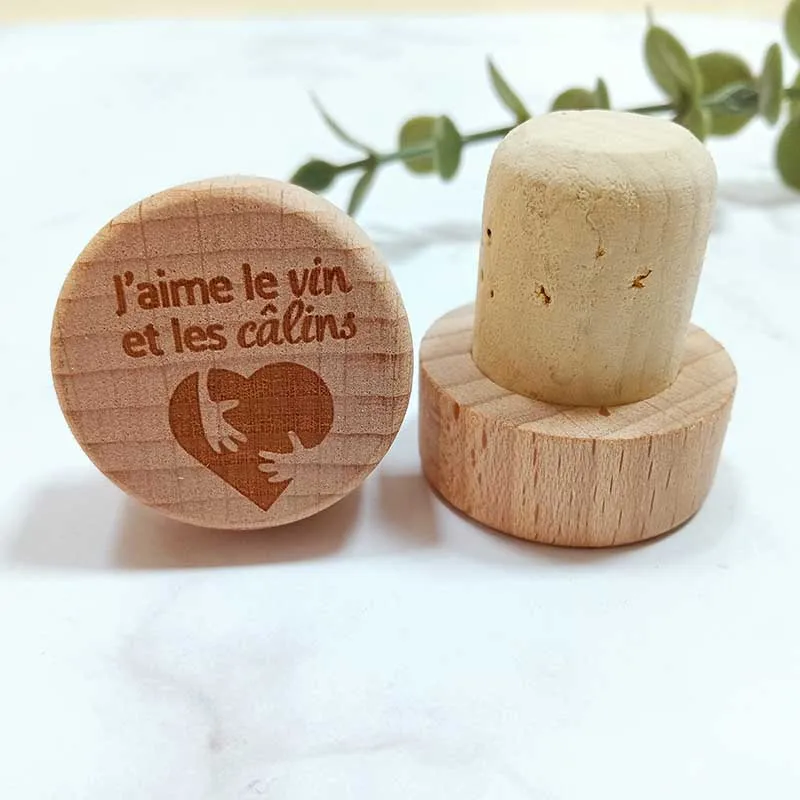 Пользовательская Свадебная винная пробка деревянные пробки для бутылок резная