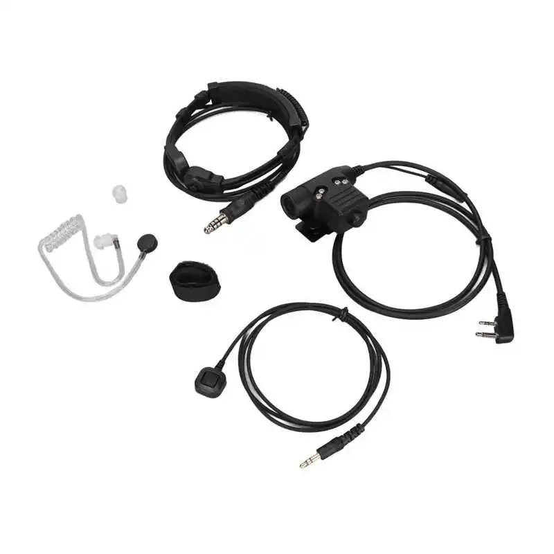 U94 PTT with Finger Microphone PTT + 7.1mm Retractable Throat Control Headset for V8 V80 V82 Radio Earpiece
