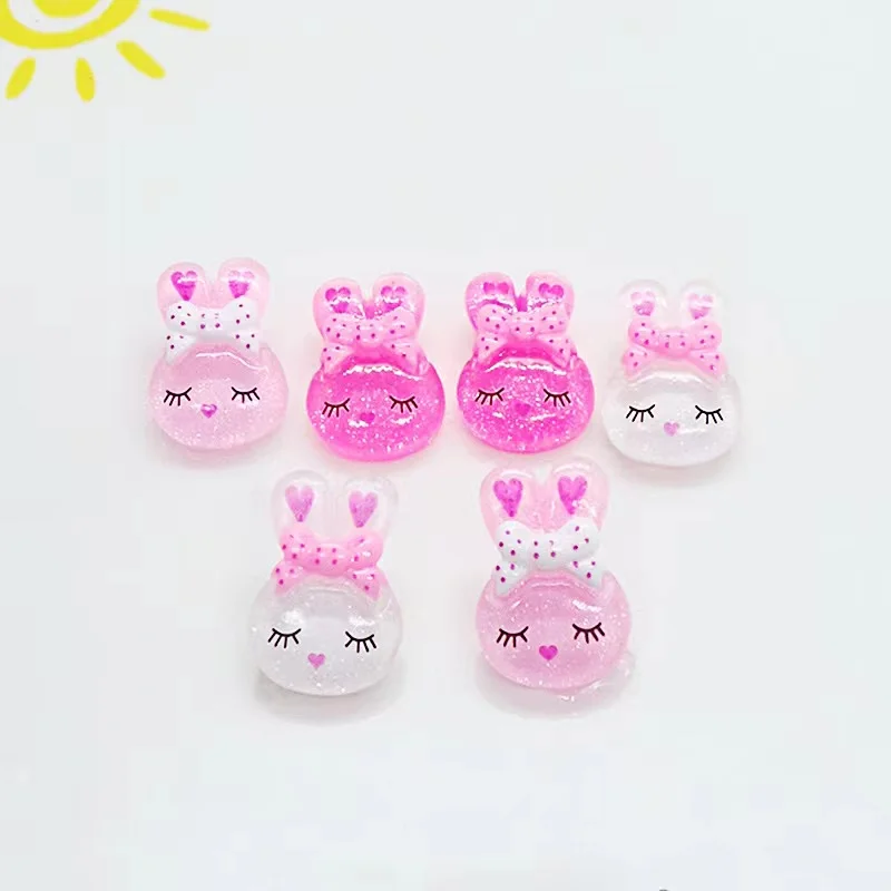 

20Pcs New Cute Resin Cartoon Shiny Rabbit Flat Back Scrapbook Kawaii DIY Home Furnishing Embellishments Hairpin Accessories