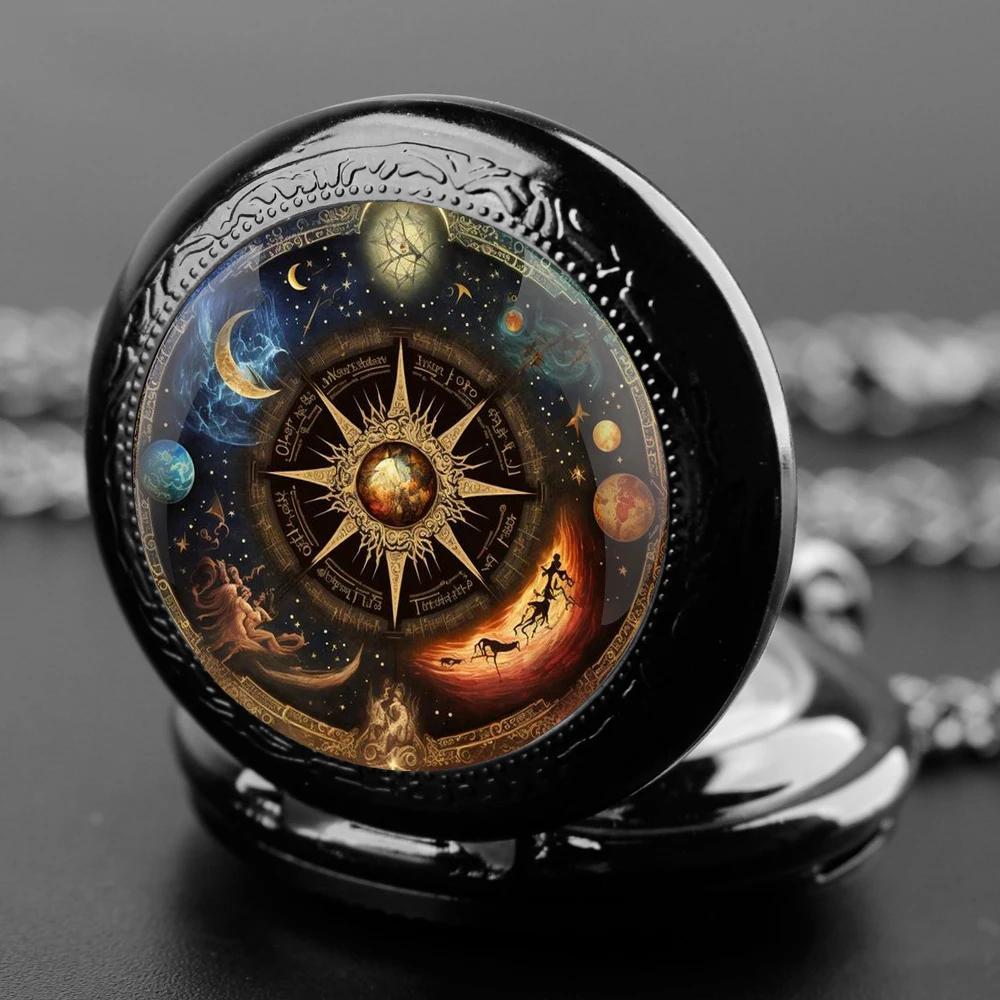 Изысканное чтение астрологии стеклянный купол кварцевые карманные часы