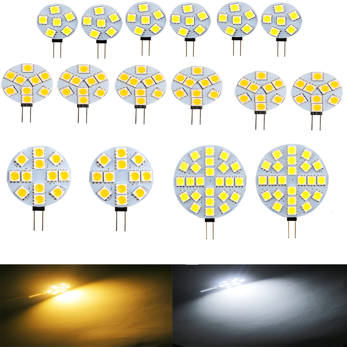 Светодиодная лампа G4 2pin, 12 В постоянного тока, 6/9/12/24 светодиода s 5050 SMD, светодиодные лампы теплого и холодного белого света, сменные галогенные прожекторы, 10 шт.