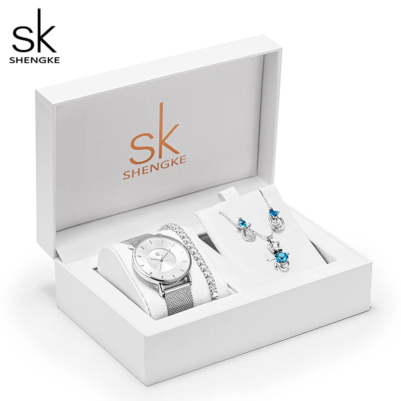 Shengke Women Watches Set With Gift Box Stylish Watch For Women With Necklace Earrings Rings Accessories Japanese Quartz Clock enlarge