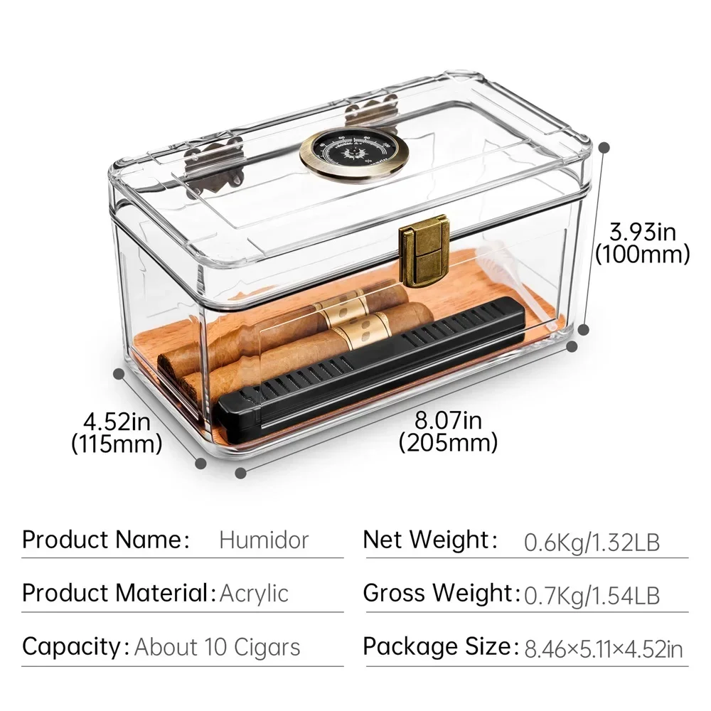Профессиональный Акриловый Хьюмидор Для Сигар С Гигрометром Портативные