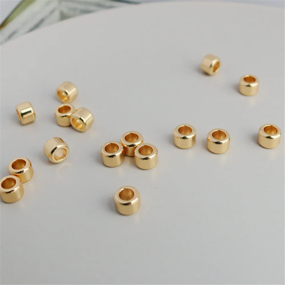

14K gold clad accessories large hole barrel bead leather rope fixed bead separation 5 * 7mm retro beads DIY loose beads