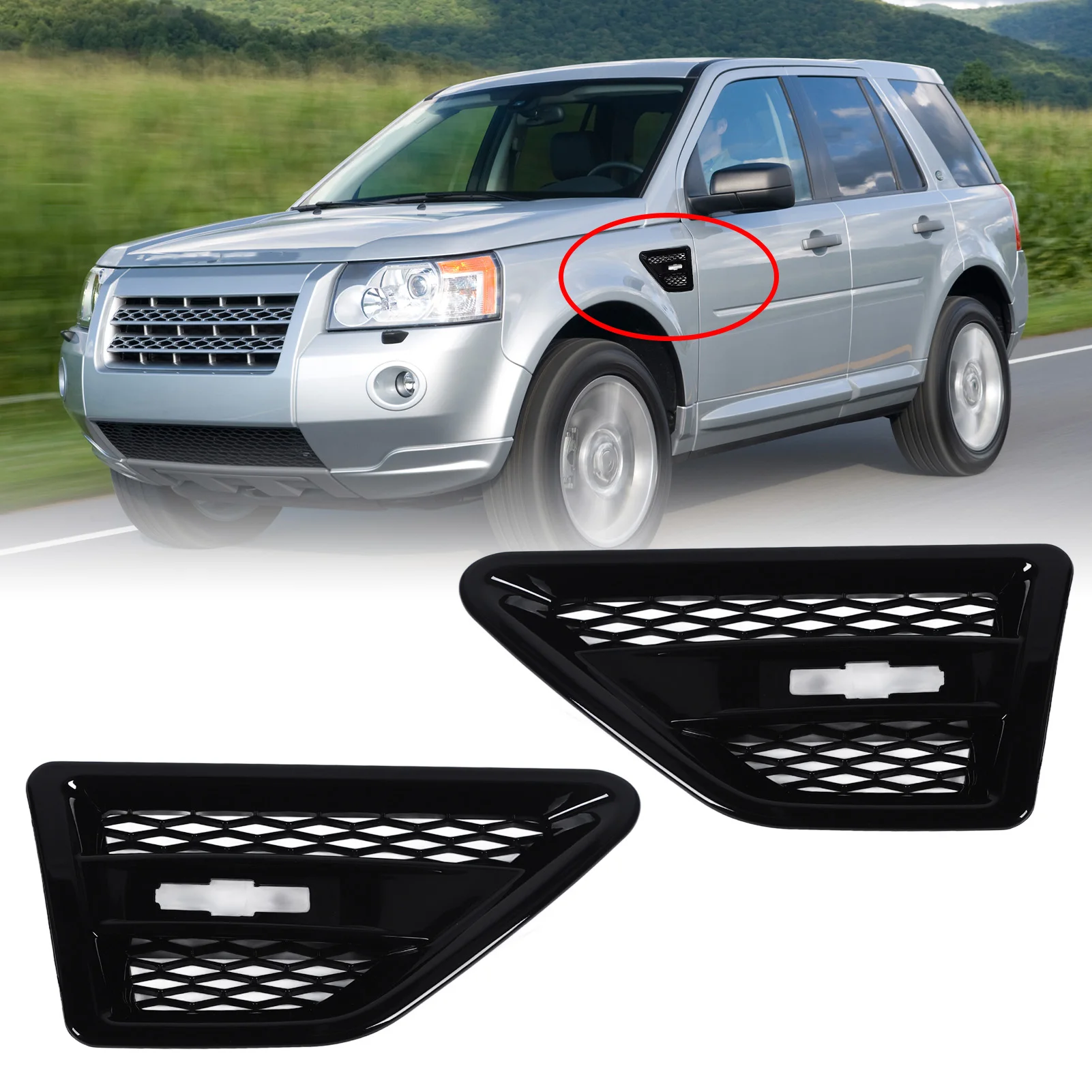 

Side Air Vent Trim Grill Front Left Right Side Car Grill Mesh Vent Decoration Replacement For Freelander 2 LR2 2007‑2014