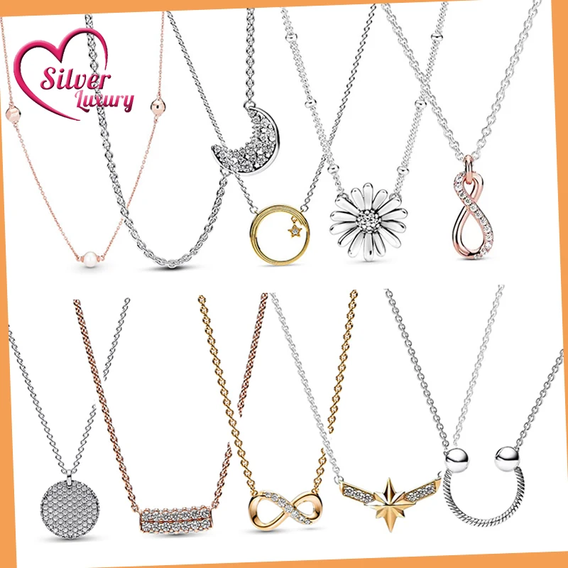 

Hot Sale high quality 100% 925 Sterling Silver Fit Original pan earrings necklace For Women luxury DIY Jewelry wedding gift