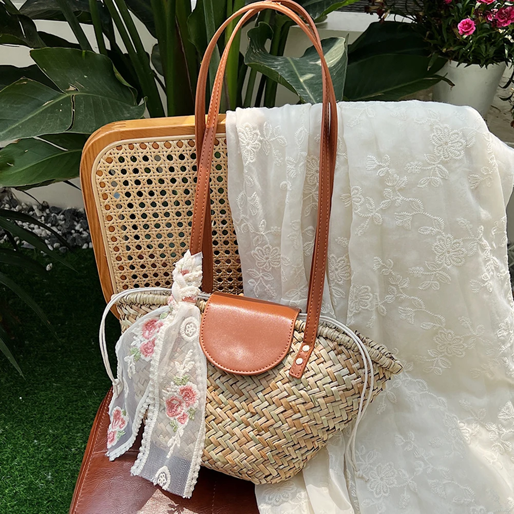 Женская соломенная сумка-тоут летние пляжные сумки большая вместительная модная