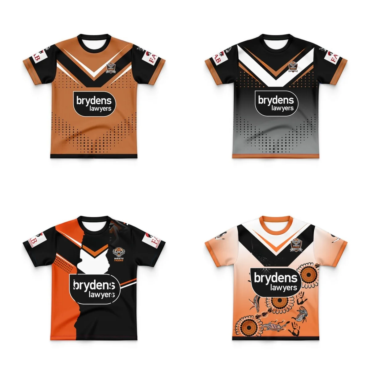 Фото ДЕТСКАЯ ДОМАШНЯЯ ФУТБОЛКА Wests Tigers 2024, НОМЕР НА ИМЕНА (высокое качество) №1