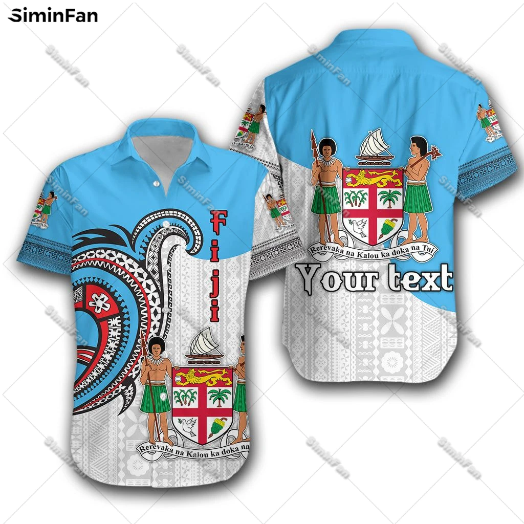

Персонализированные Гавайские рубашки Фиджи, полинезийские мужские рубашки с 3D-принтом, Мужская футболка с лацканами, женские летние блузки, топ унисекс