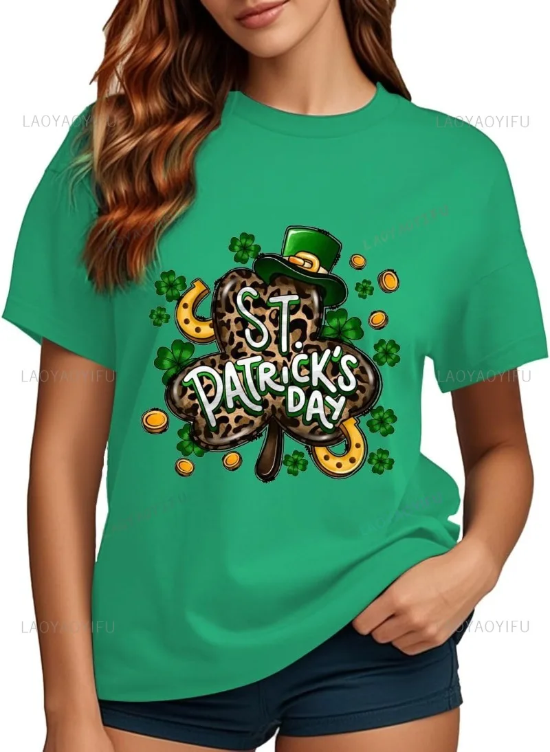 Женская рубашка ко Дню Святого Патрика футболка с изображением трилистника