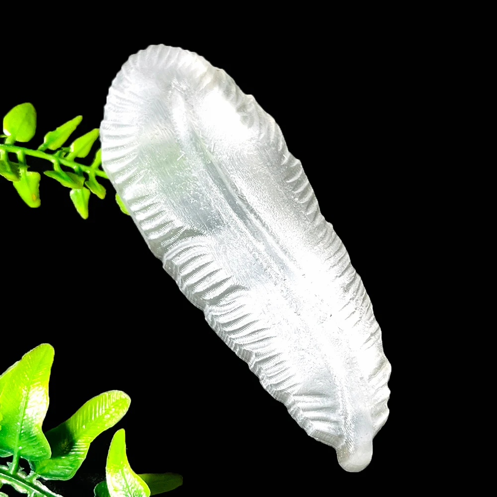 1 Шт. Натуральное Кристально Чистое Селенитовое Перо С Гравировкой