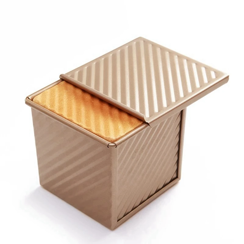 

Mini Loaf Pan With Lid Toast Box 0.55Lb(250G) Dough Capacity Non-Stick Square Toast Box For Oven Baking