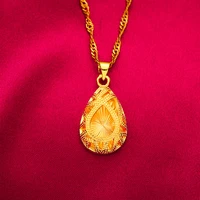hoyon real 24k yellow gold plated pendant for women necklace water wave chain peaceful love pendant wedding fine jewelry gift