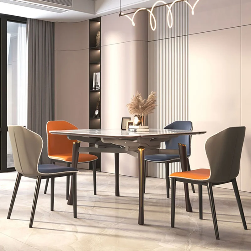 

Square Light Luxury Telescopic Kitchen Table Small Apartment Multifunctional Wood Dining Table Mesa Auxiliar Furnitures WXH71YH