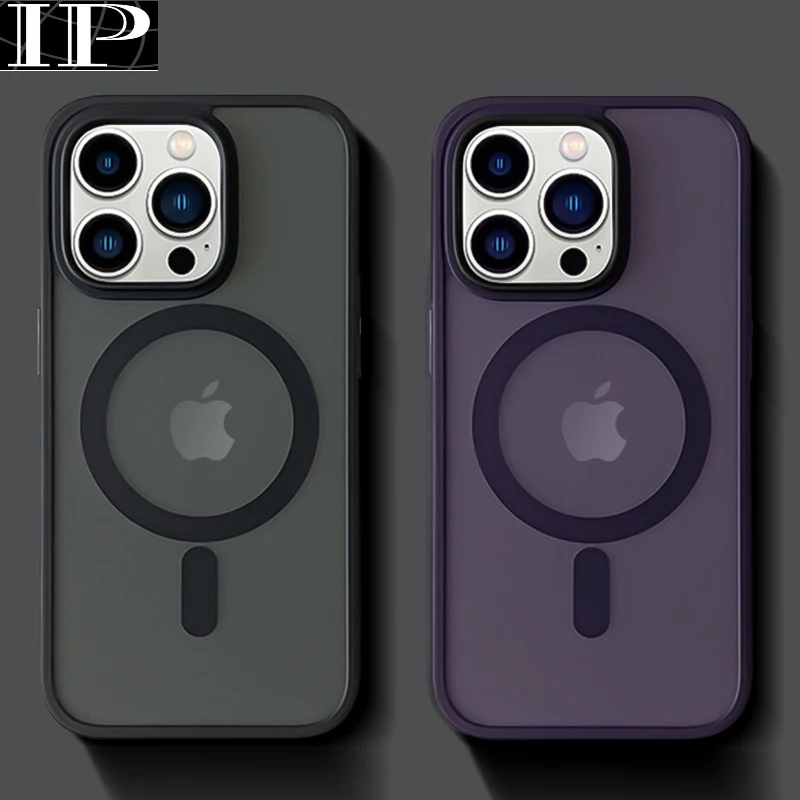 

Luxury For Magsafe Wireless Charging Magnetic Case For iPhone 15 14 Plus 13 12 11 Pro Max Matte Shockproof Bumper Armor Cover