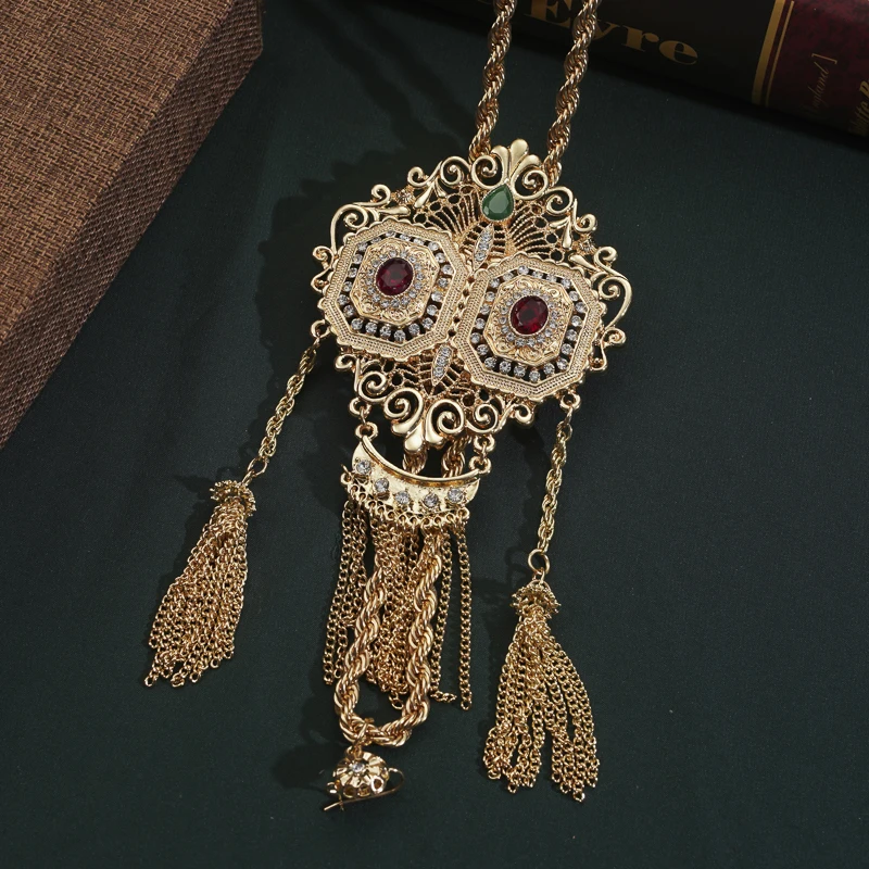 

2021 Bridal Necklace Women's Jewelry Chain European Memory Jewelry Chain Arabia Gold Plated Tassel Pendant Women's Necklace
