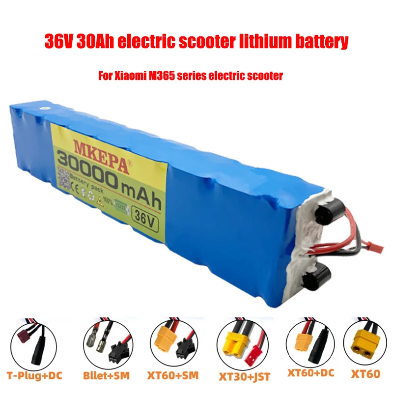 

36V 30Ah lithium battery 10S3P for 500W same port 42V electric scooter electric bicycle power battery with BMS, for Xiaomi M365