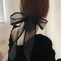 elegant black yarn bow tie hair clips scrunchies rope headwear for women girls fashion barrettes chic hair accessories