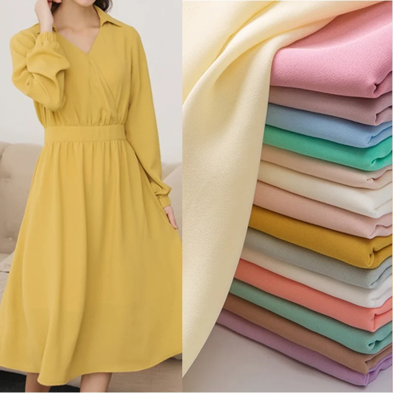 Однотонная текстурированная шифоновая Тюлевая ткань для платья рубашек