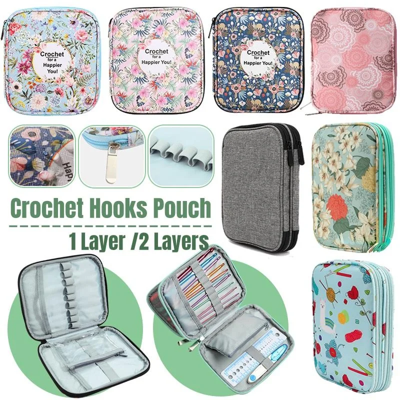 

Empty Crochet Hooks Pouch Storage Bag Knitting Kit Case Organizer Bag For Crochet Needles Scissors Ruler Sewing Kit Bag