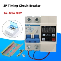 1 pcs 2p timing circuit breaker 1a125a 200v air switch controller with visible cover and timer 1min99h59min din rail mounting
