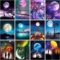 chenistory moon landscape diy painting by numbers modern wall art handpainted acrylic picture for home decor 40x50cm frame