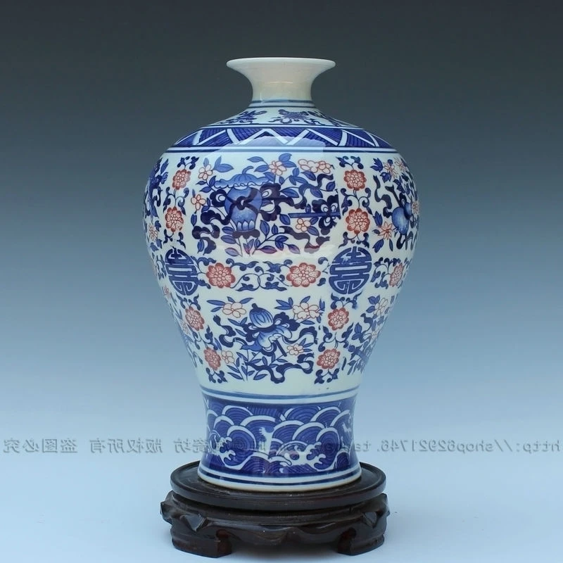 

Ceramic christmas blue and white porcelain antique green vase home decoration