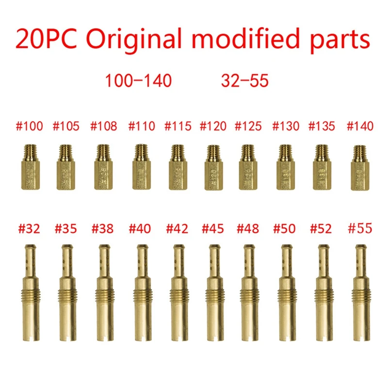 

20PCS Copper Carburetor Main Jets+Slow Jets Kit For PWK For Keihin OKO Carbs Motorcycle Carburetor Accessories