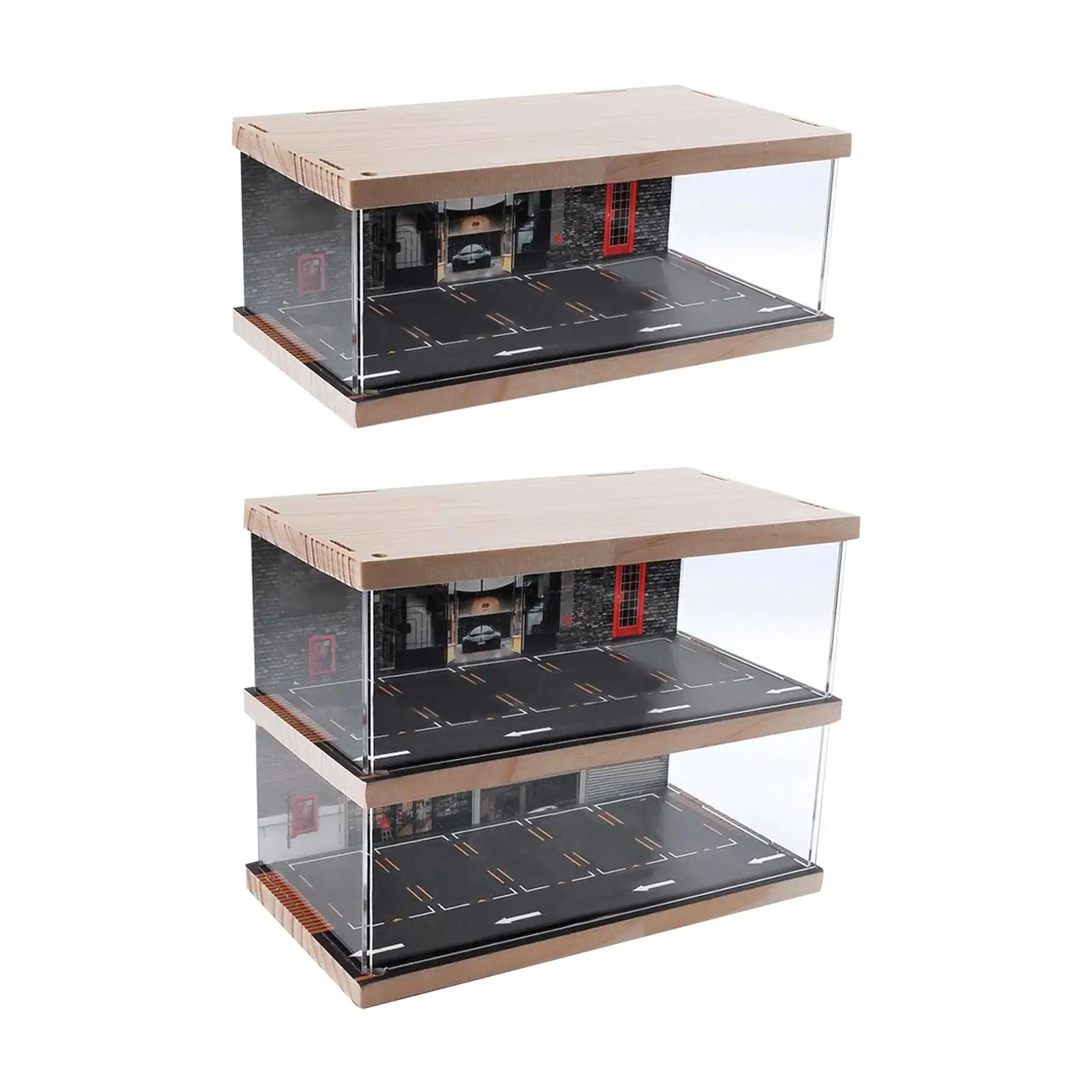 

1:64 Scale Parking Lot Display Case Organizer Acrylic Protection Diecast Car Garage Vehicle Scene Toy Collection Layout Diorama