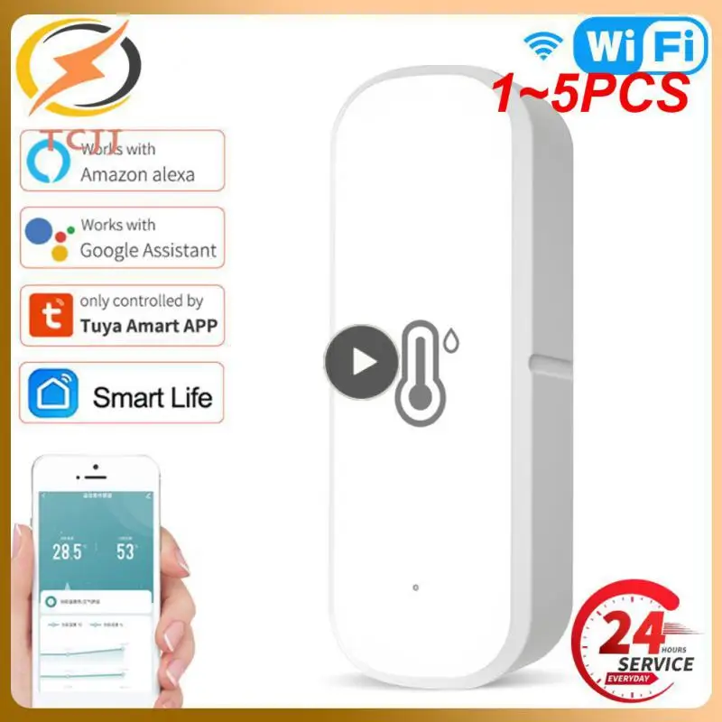 

Умный датчик влажности и температуры Tuya Wi-Fi/ZigBee, 1 ~ 5 шт., датчики температуры для умного дома, работает с умным ассистентом Alexa