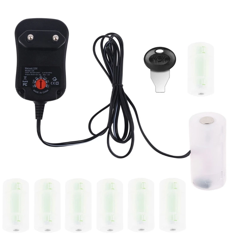 

R2LB Adjustable Voltage 3V 4.5V 6V7.5V 9V 12V EU Plug Power Adapter Replace 2 to 8pcs C Size AM2 LR14 Battery Eliminator