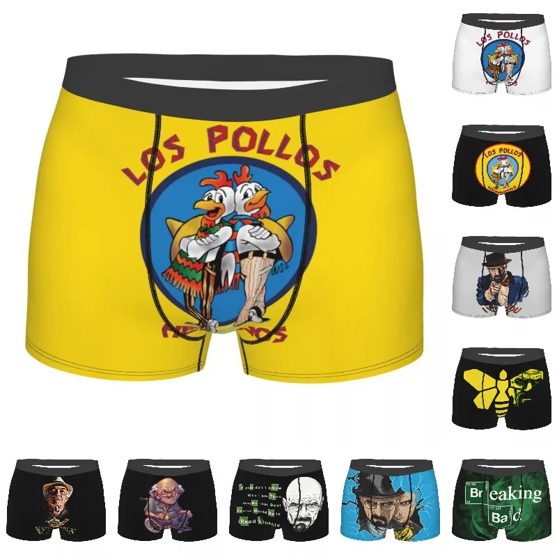 

Custom Breaking Bad Underwear Men Stretch Los Pollos Hermanos Chicken Brothers Boxer Briefs Soft Underpants