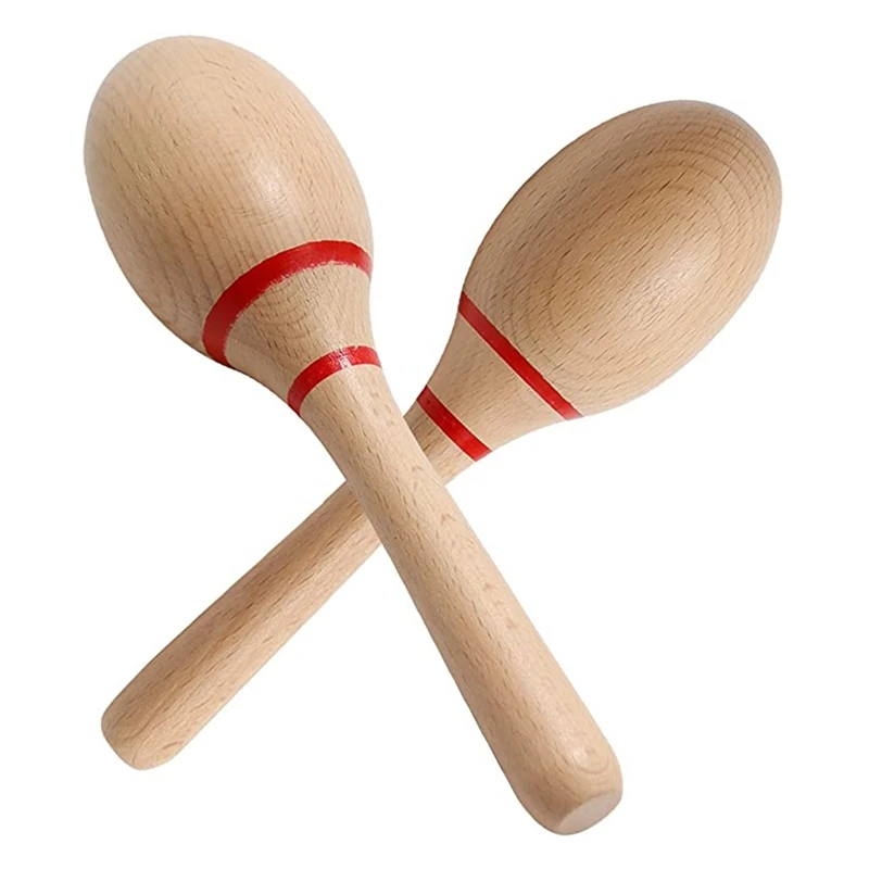 

8Inch Hand Percussion Rattles Beech Wood Rumba Shakers Latin Musical Instrument For Games Party Favors