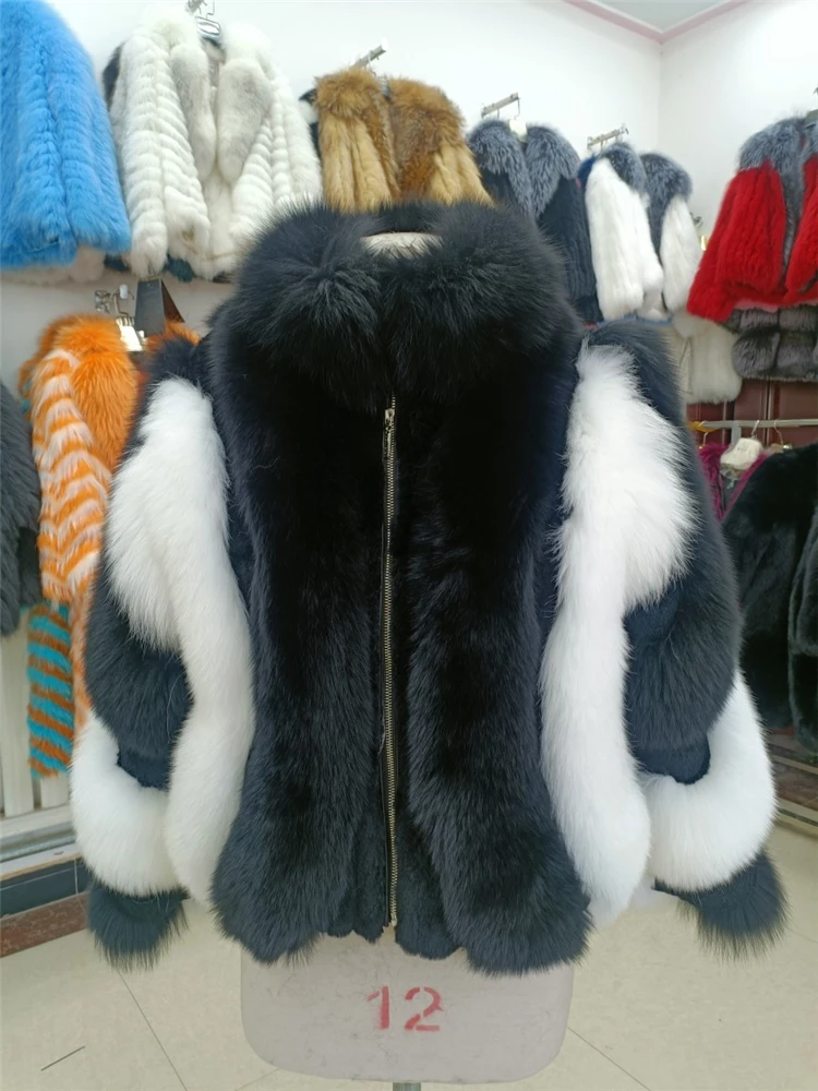 Enlarge Women Winter Short Real Fox Fur Coat Female Natural Fur Jacket Ladies Thick Warm Outerwear Fashion Streetwear Brand Top Quality