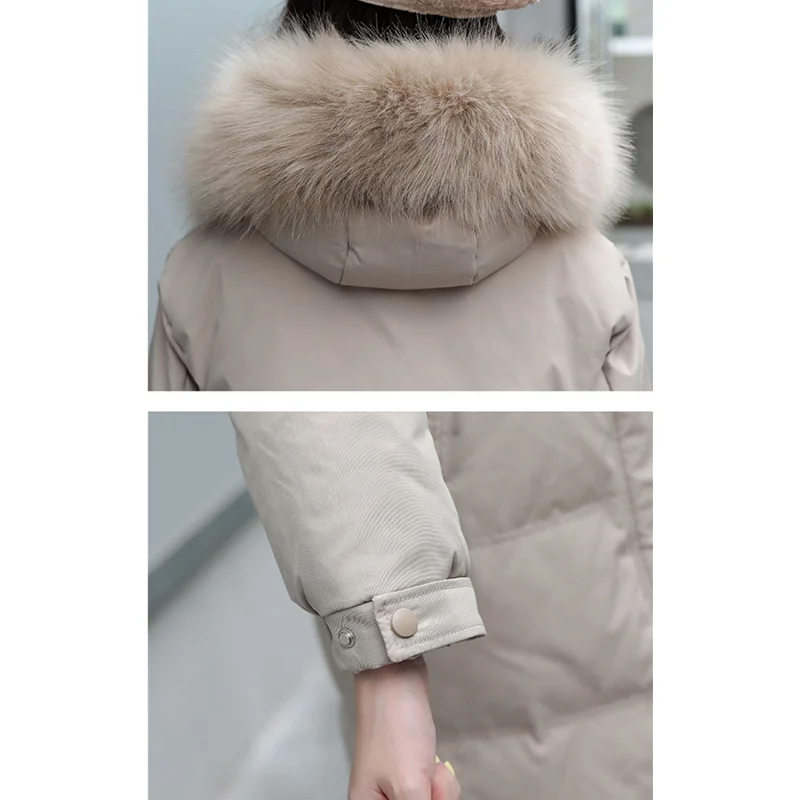 Autumn Winter Jacket Women 2022 Korean Fashion Tops Hooded Fur Collar Down Cotton Coats Famale Clothing Belt Long Padded Parkas
