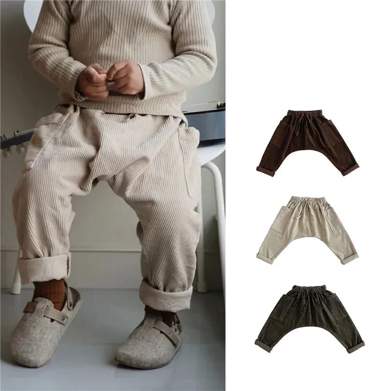 

EnkeliBB Toddler Boys Casual Winter Harem Pants Made of Quality Corduroy Children Boy Loose Pants