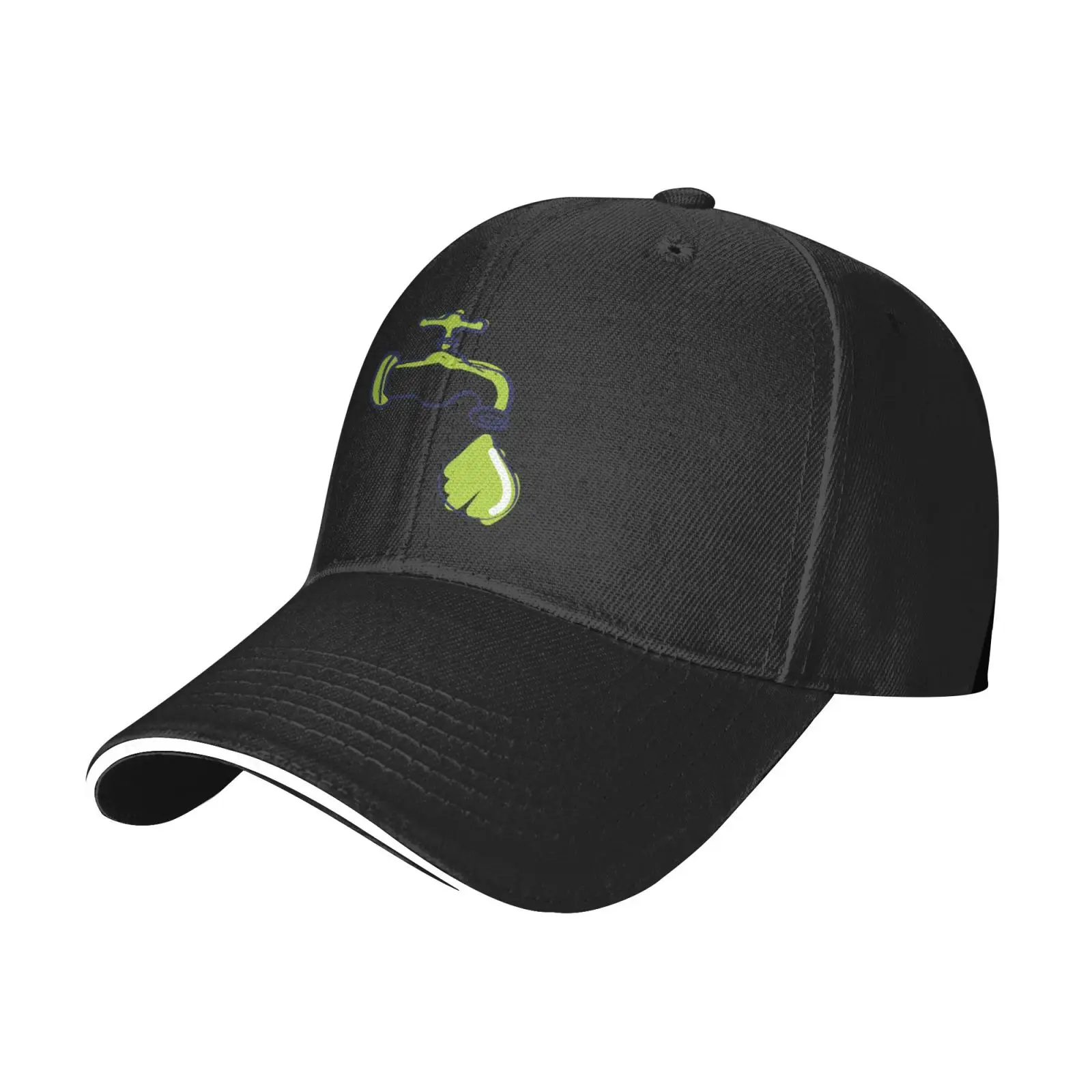 

Water Tap Green Baseball Cap Adjustable Cotton or Polyester Lightweight Visor Hat Easy To Carry Simple Design Four Seasons Print