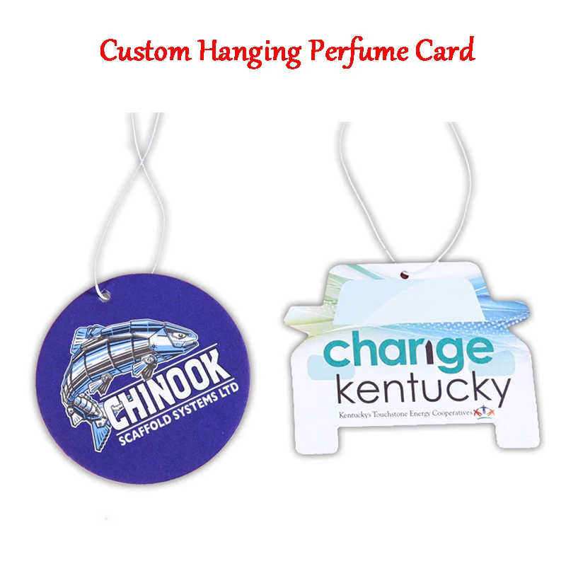 

100pcs Custom Personalized Paper Perfume Hanging Card Car Air Freshener Your Logo Design for Bedroom Wardrobe Shoebox Bathroom