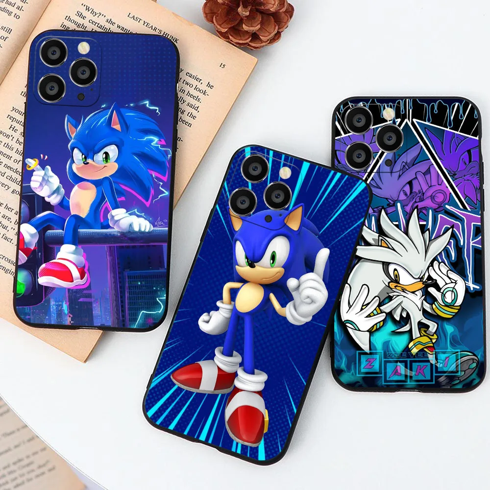 AU-11 Мультфильм Cute S-Sonics Black чехол для Moto G40 G60 G51 G41 G G50 G60S G42 G71 G52 E32 Edge 20 30 Lite Pro