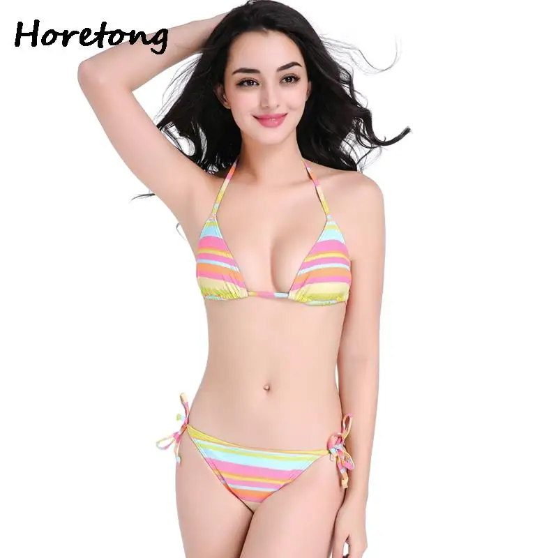 

Новинка 2023, комплект бикини HORETONG, женский купальник, Модный Купальник с низкой талией и чашками пуш-ап, женский купальный костюм