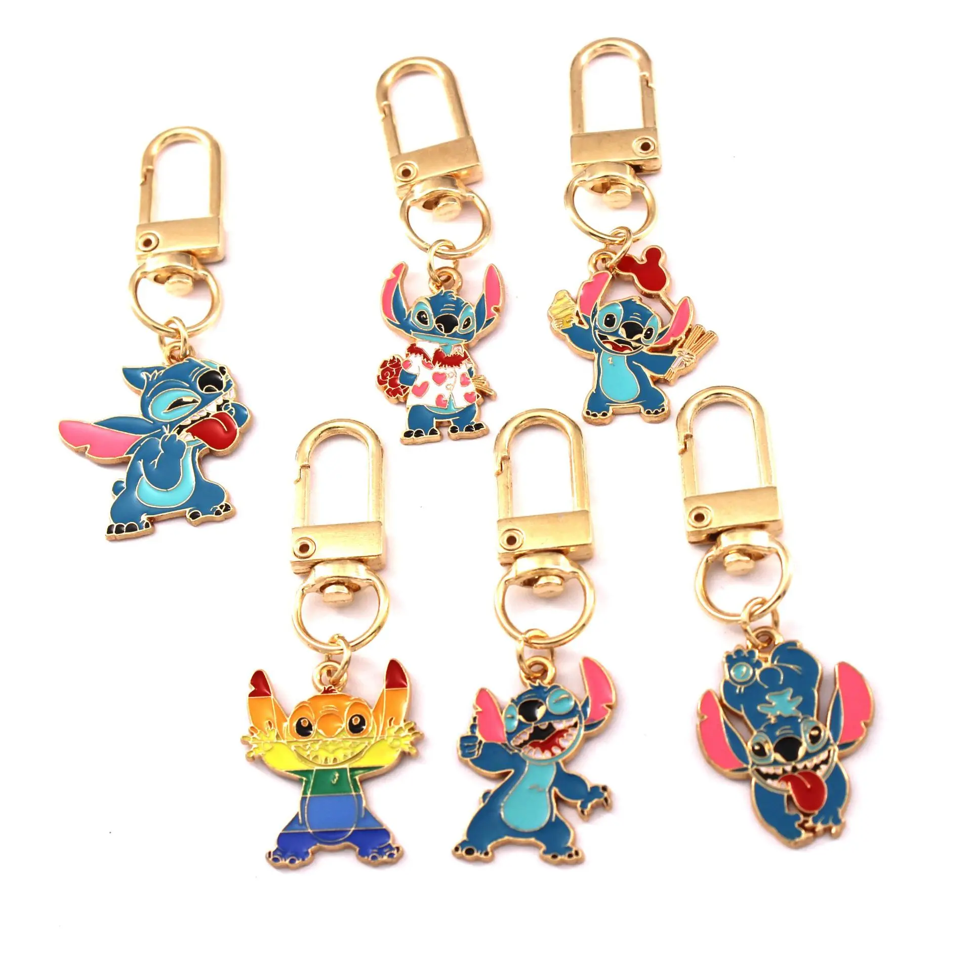 

Disney Stitch Keychain Cartoon Anime Lilo & Stitch Creative Key Chain Bag Pendant Car Couple Doll Pendant Bag Charm Accessories