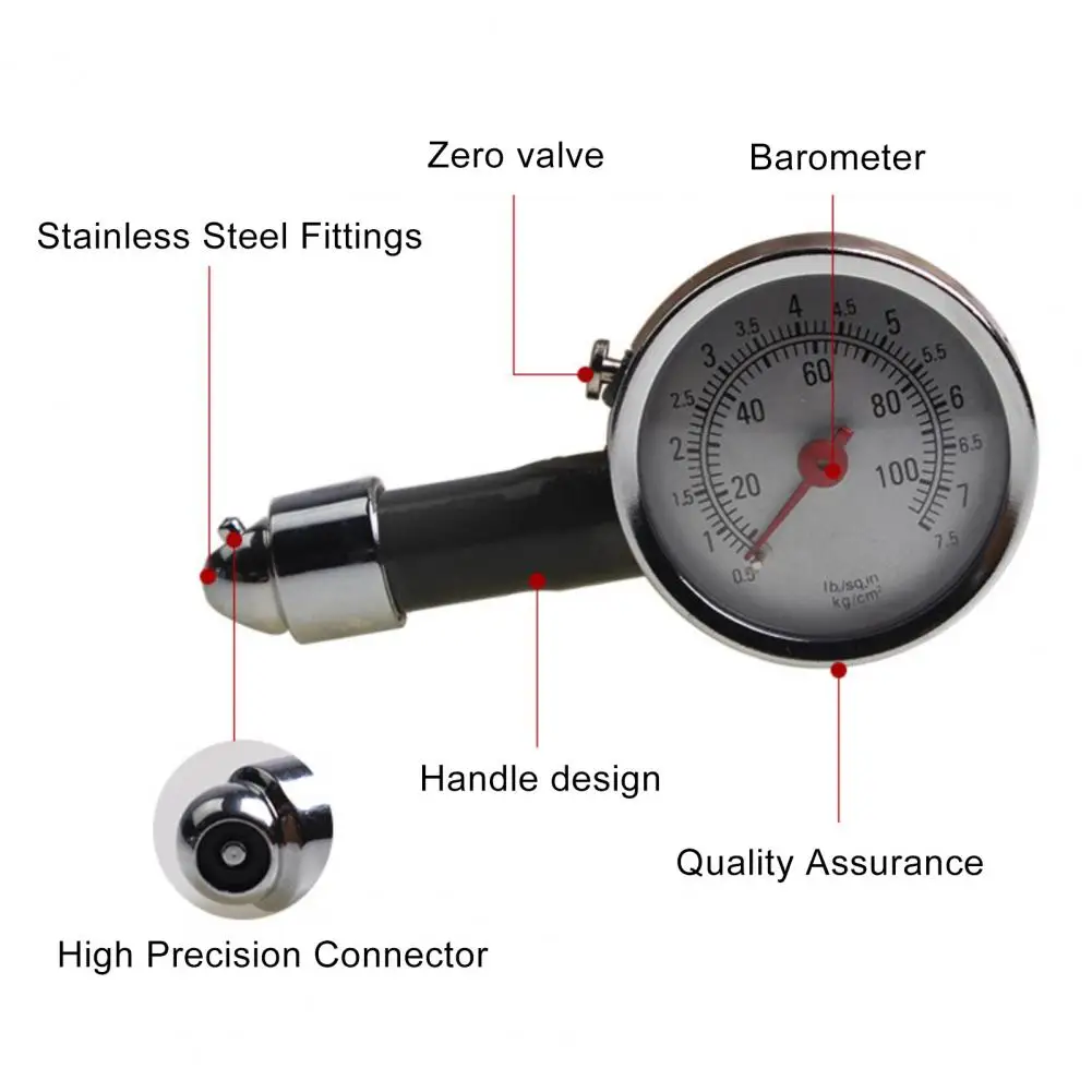

Tire Pressure Tester Practical Metal Sensitive Pointer Automotive Supplies Tire Pressure Gauge Tire Pressure Meter