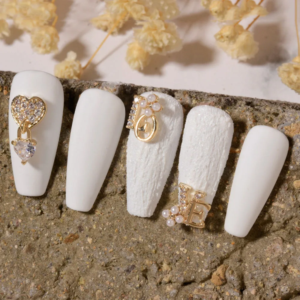 

2021 Nail Art Zircon Jewelry Pearl Rhinestone Love Nail Diamond Accessories Bowknot Pendant