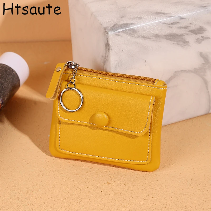 

Mini PU Leather wallets Women ID holders Short Section Zipper Closed Wallets Large Capacity Coin Purse Solid Color Wallet bolasa